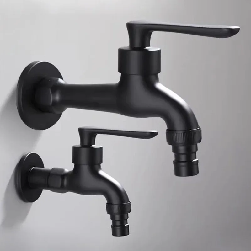 New Washing Machine Faucet Outdoor Garden Bibcock Bath Toilet Mop Pool Taps Faucets Black Brass Wall Mounted Bathroom Corner