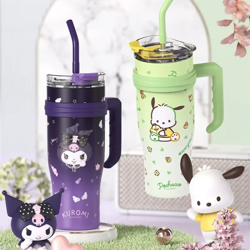 1200ML Sanrio Hello Kitty Thermos Bottle Cute My Melody Sippy Water Cup Vacuum Flask Stainless Steel High Capacity Insulated Mug