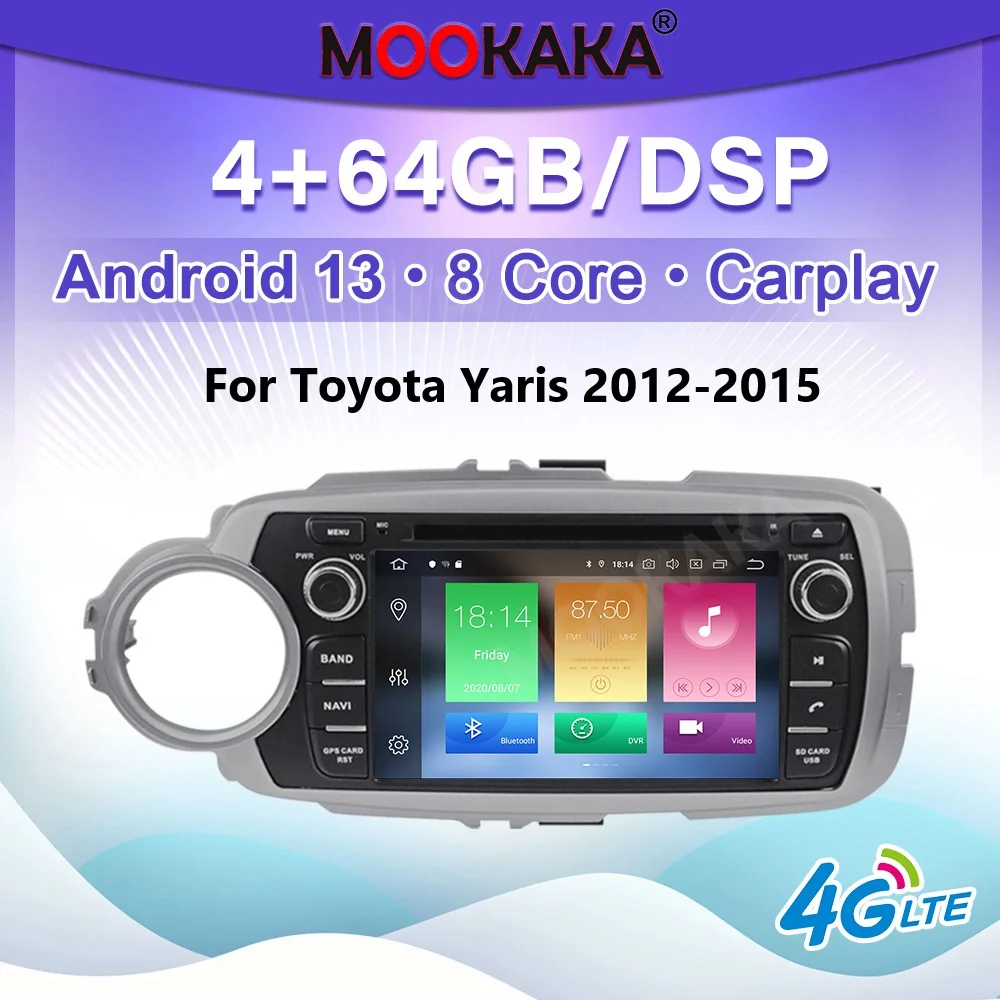 7-дюймовый автомобильный радиоприемник для Toyota Yaris 2012-2015 Carplay Android Auto мультимедийный плеер GPS-навигация автостерео видеорегистратор DSP