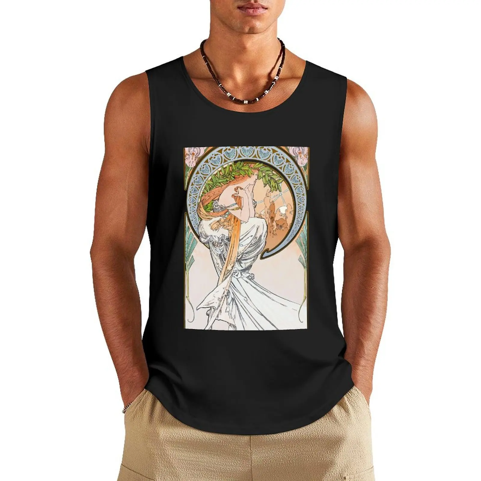

The Arts - Poetry, by Alphonse Mucha. HIGH DEFINITION Tank Top gym t shirt men mens gym clothes sleeveless vests Gym t-shirt man