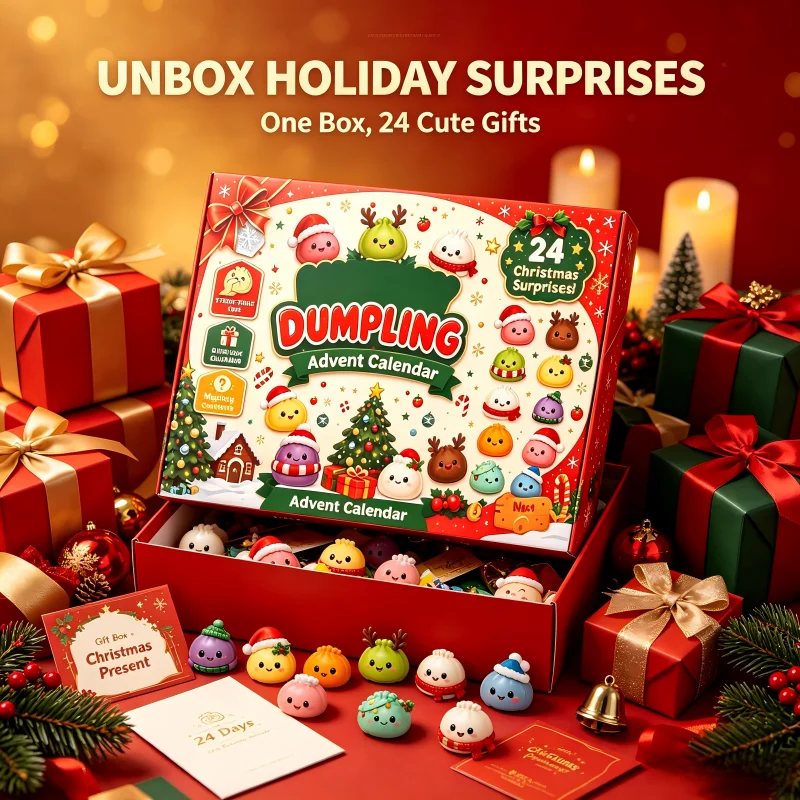 24 pcs Christmas Advent Calendar Mini Dumpling Squishy Blind Box Stress Relief Squeeze Fidget Toy Set Holiday Countdown Surprise