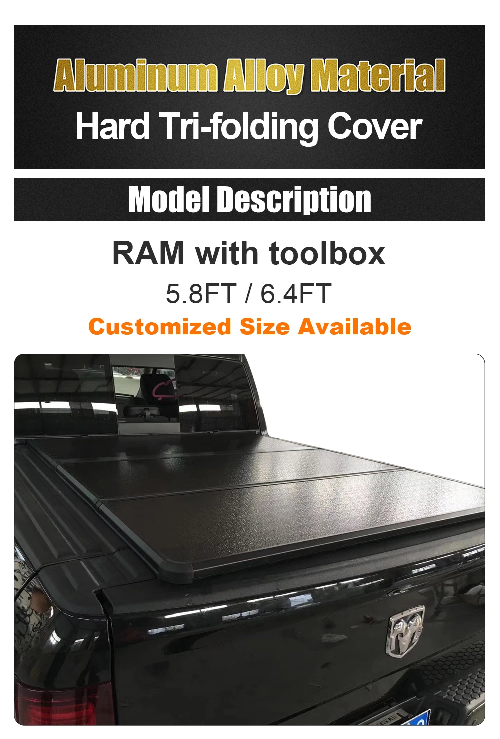 Hard Tri-fold Tonneau Bed Cover for Dodge Ram 1500 2020 2021
