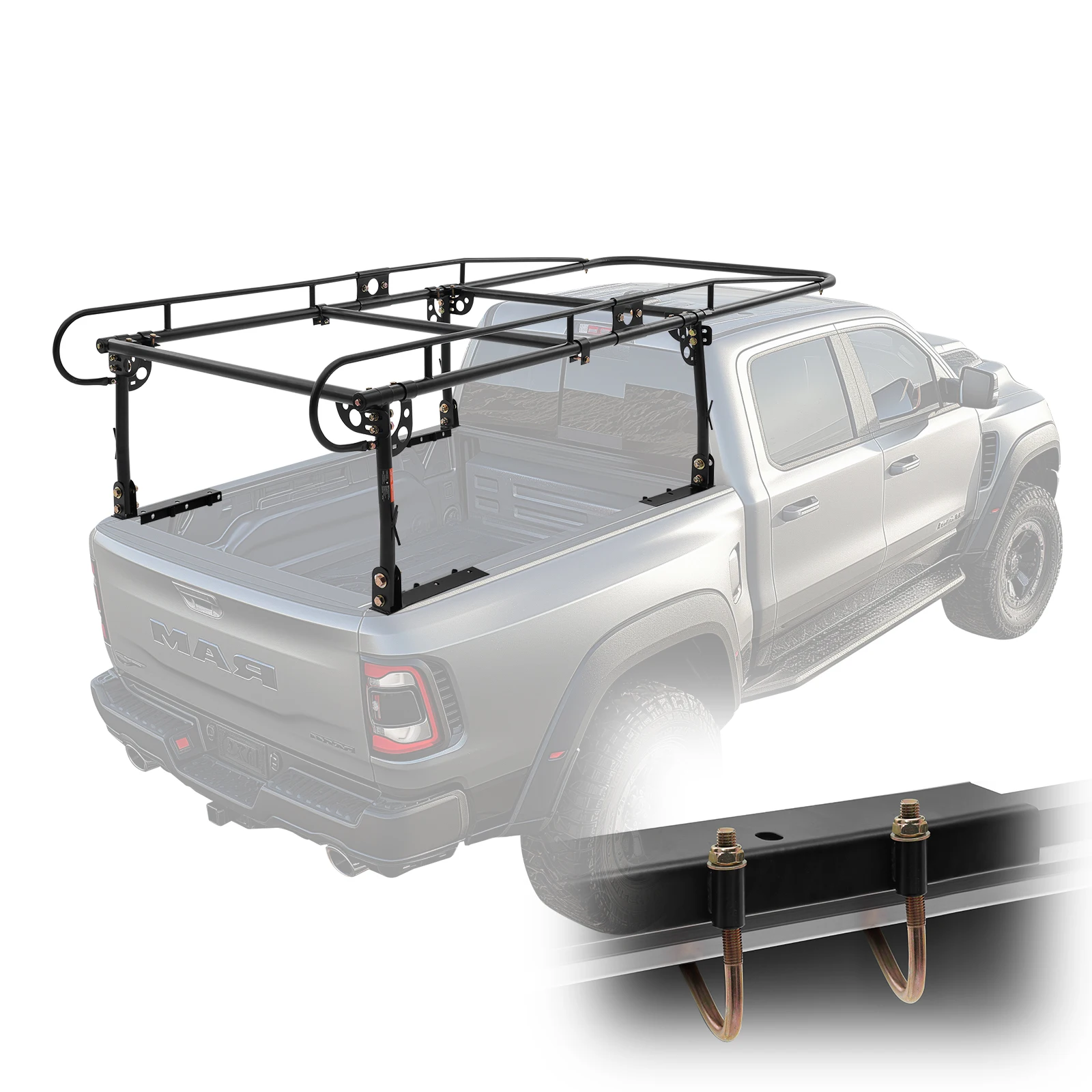 VEVOR 1000 LBS / 454 KG Strong Capacity Truck Ladder Rack Adjustable Width for Kayak Ladder Surfboard Lumber