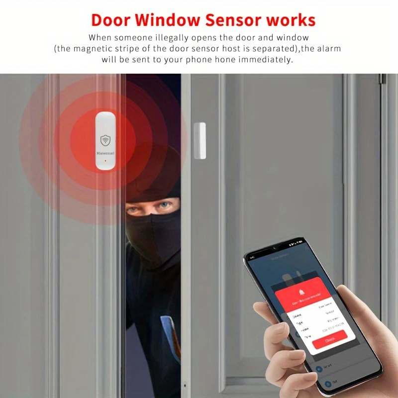 Tuya Wifi Door Sensor Window Entry Sensor Security Burglar Door Sensor Alarm Smart Life Magnetic Door Sensor Alexa Google Home