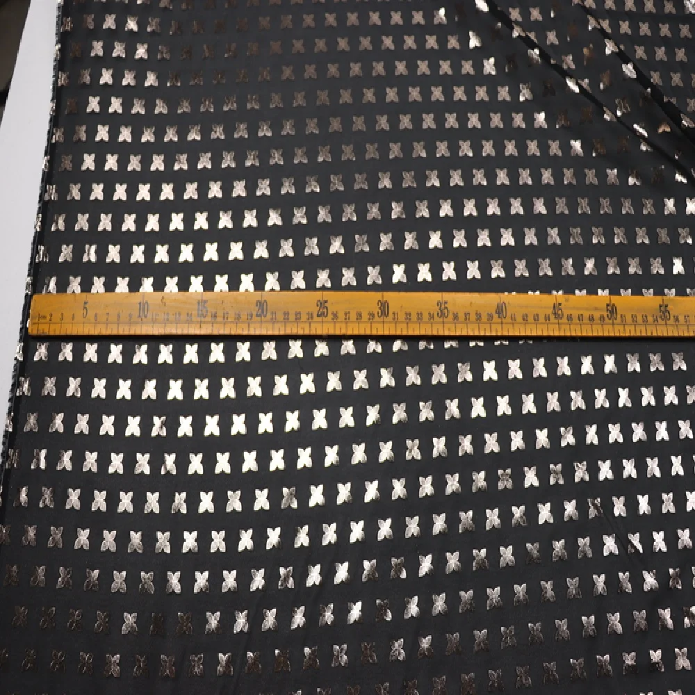 Shiny Soft Nice Elephant Gold Black Silk Peace Fabric Metallic Geometric for Summer Shirt Lining Pants Wedding