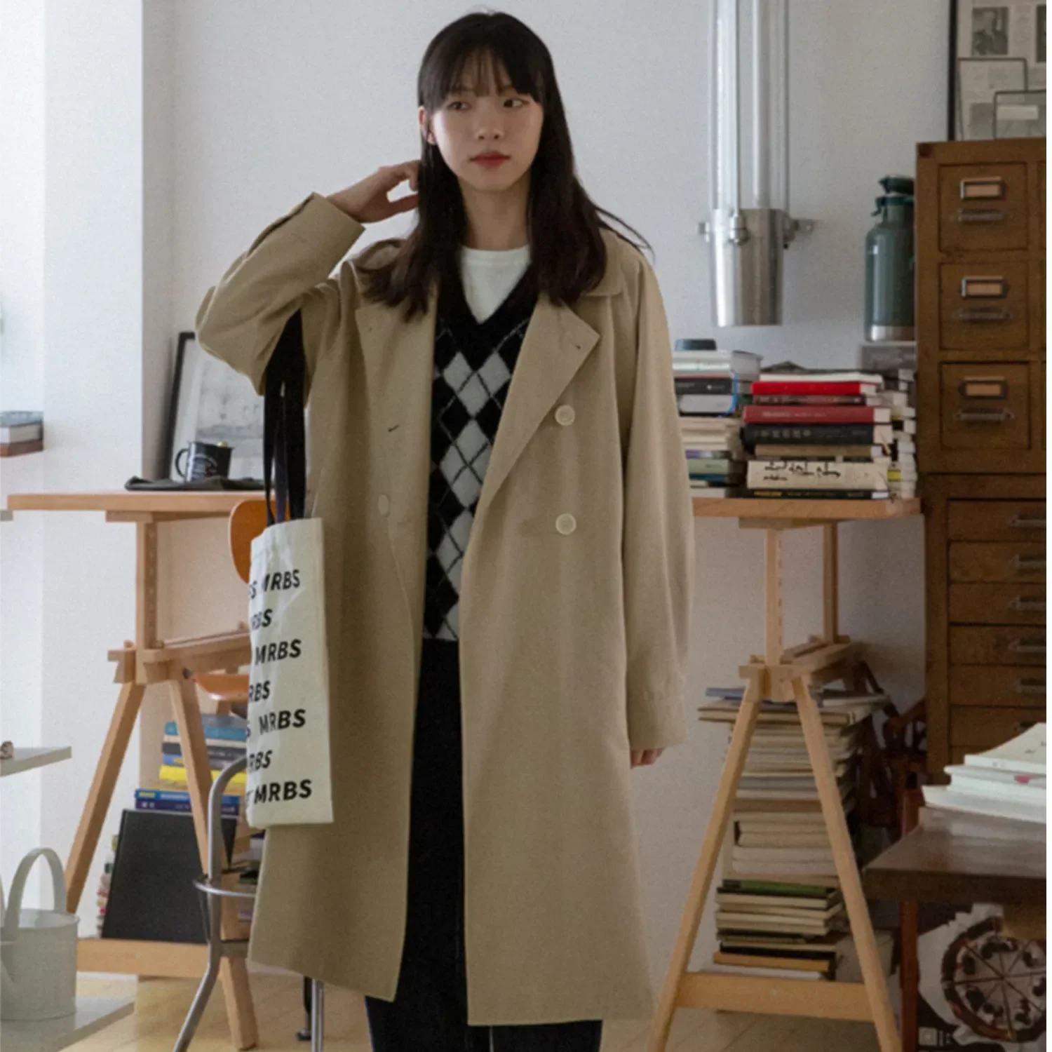 Graben Frauen BF Dame Chic Outwear Freizeit Schlank Heißer Verkauf Beliebte Solide Minimalistischen Klassische Harajuku Retro Mujer Ropa Japan Stil