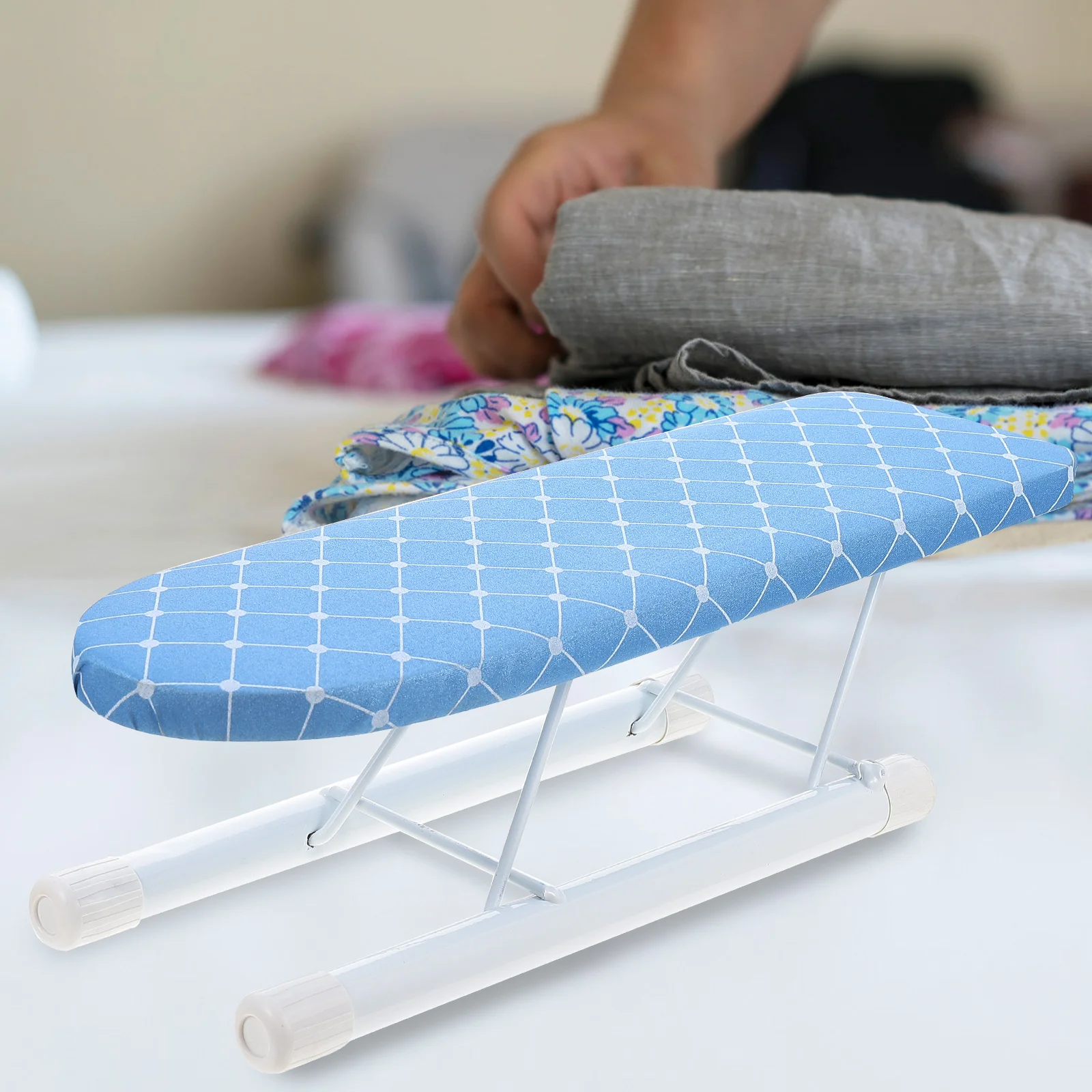 Mini Iron Ironing Board Travel Foldable Table Mini Rack Fabric Household Tabletop Folding Board Stand for Home and Travel Use