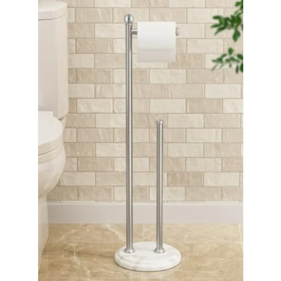 

Держатель для туалетной бумаги 29 дюймов (H) с защитой от раскачивания, с 3-кратно утяжеленным мраморным основанием, из нержавеющей стали, с отсеком для хранения на 5 рулонов