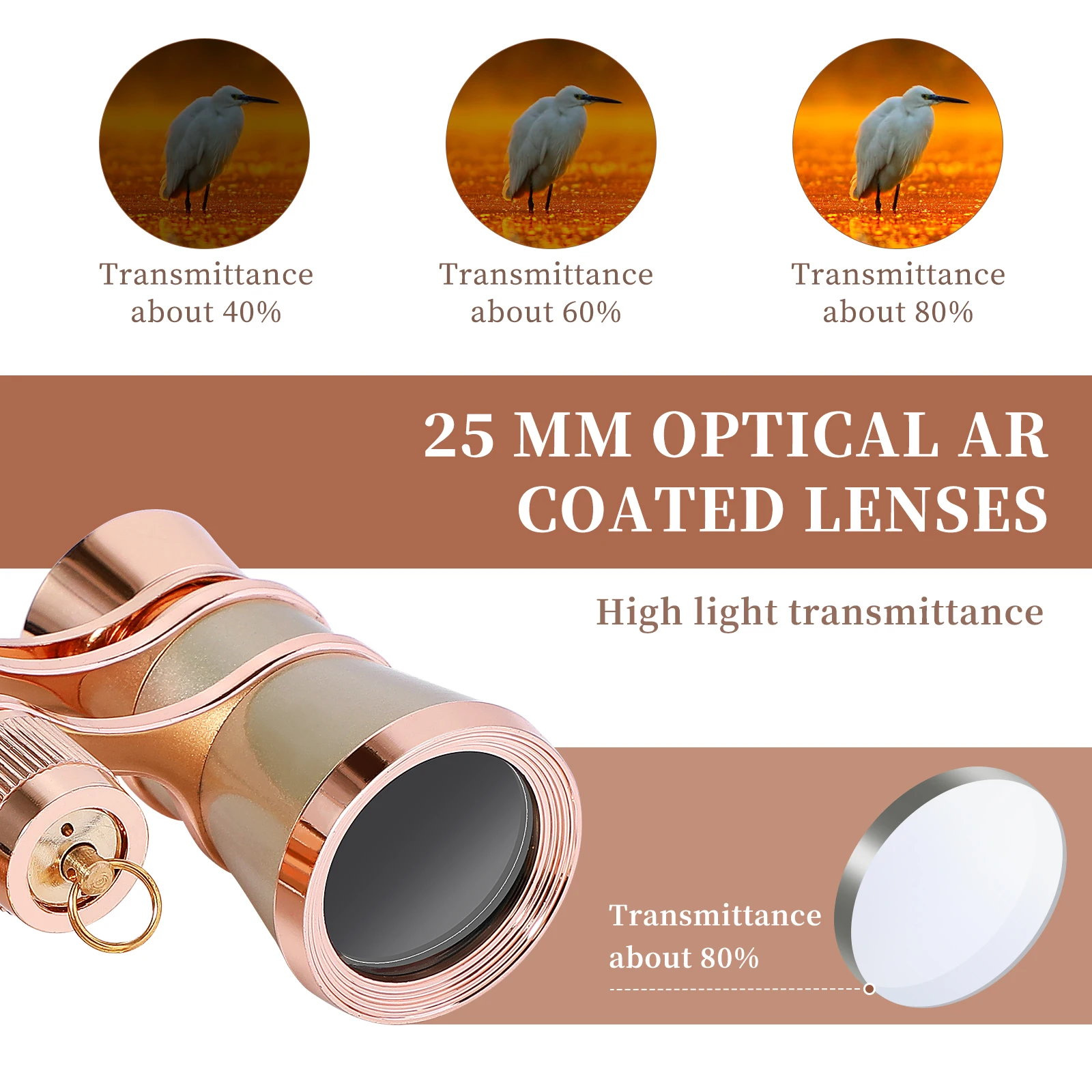 

3X25 Night Vision Full Metal Gold Plated HD Wide Angle Portable Compact Outdoor Camping Hiking Travel