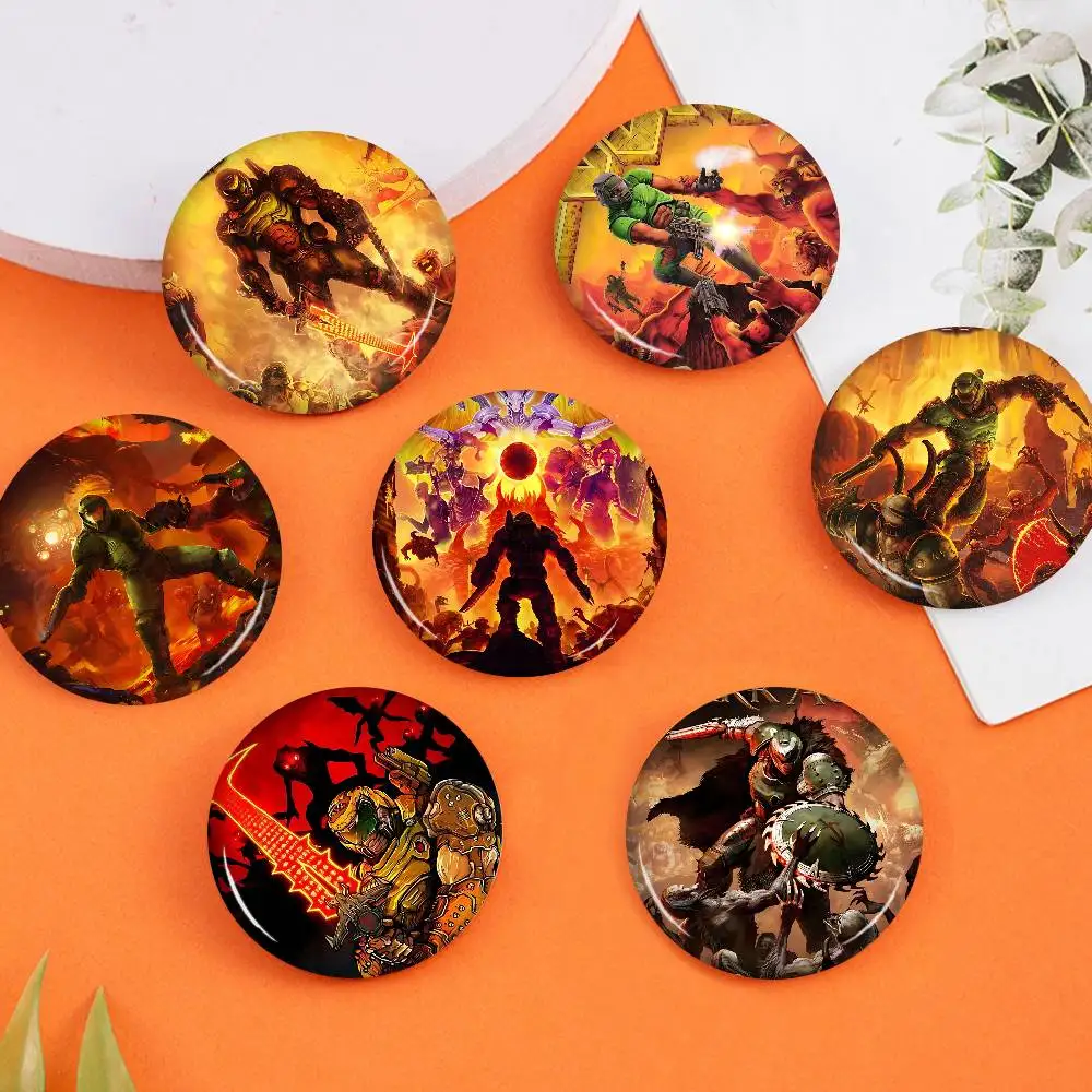 Game D-Doom Popular Tinplate Pin Button Custom Anime Role Old-school Brooch Cartoon Collar Badge Jewelry Gift Fans