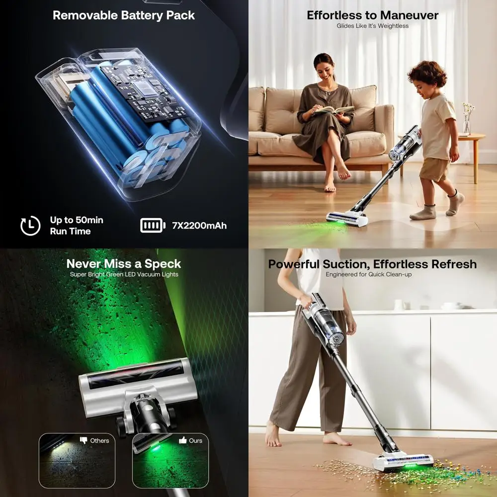 

Легкий беспроводной пылесос, время работы 50 минут, сильное всасывание, удаление шерсти домашних животных, идеально подходит для дома и пола, белый