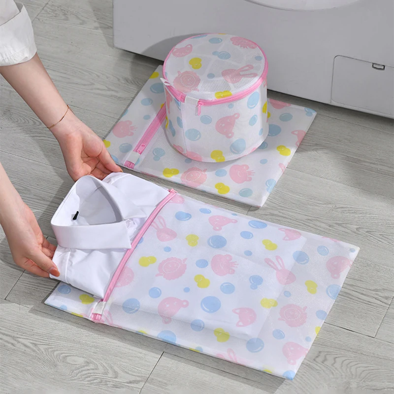 Print Cartoon Animal Laundry Bags Clothes Organize Pouch Fine Mesh Clothes Protect Washing Bag Cute Laundry Bags Household Pouch