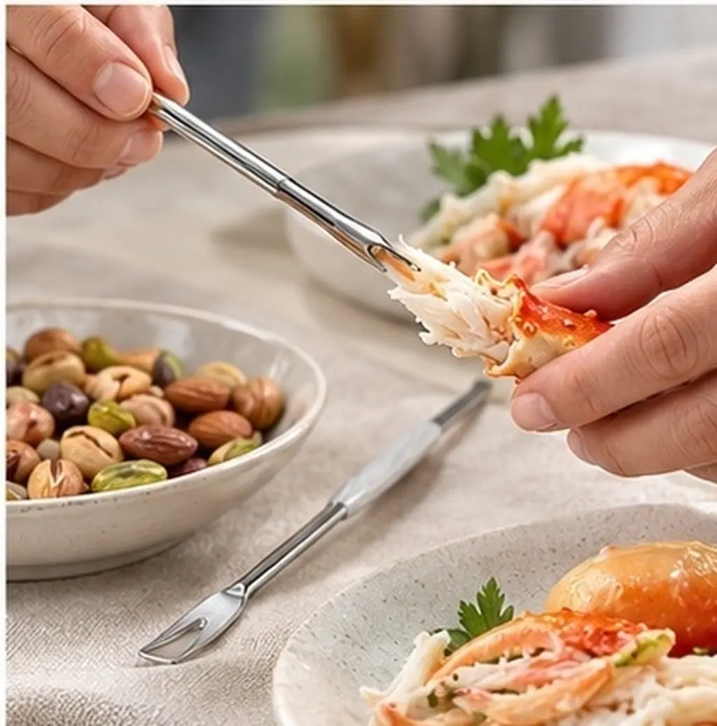1pcs Stainless Steel Seafood Tool Multi Functional Meat Pick Fork For Lobster Crab Nut Cracking Kitchen Gadgets