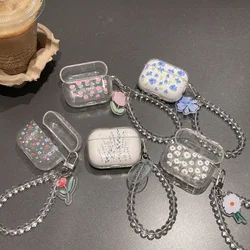 Fashion Flower Glitter Shiny Case For AirPods 1 2 3 4 Wireless Bluetooth Earphone Bracelet Cover For Apple airpods Pro 2nd Funda