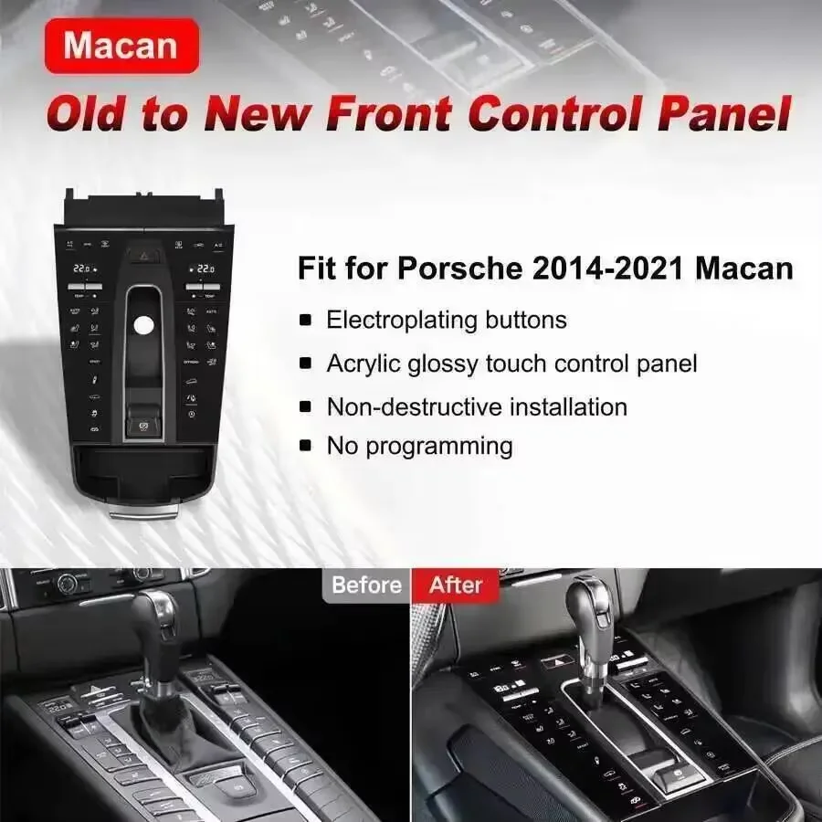 Car Digital Console Front AC Panel Full Touch 2024 Style Upgrade For Porsche Macan 2014-2021 Multimedia Player Touch Control