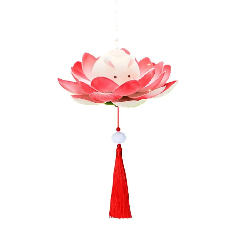 Electronics Lotus Lantern with Tassel Lightweight Lotus Flower Light Plastic Handheld Mid-autumn Festival Lanterns