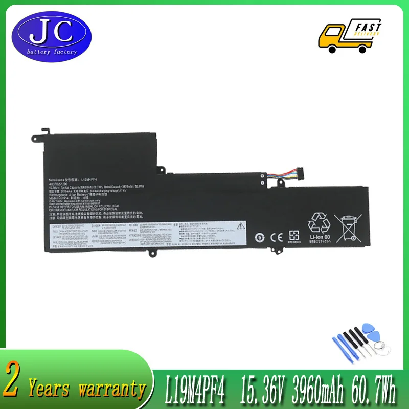 

JCLJF L19M4PF4 Laptop Battery For Lenovo Ideapad Yoga Slim 7-14IIL05 7-14ARE05 Series L19C4PF4 L19D4PF4 5B10W65273 15.36V 60.7Wh