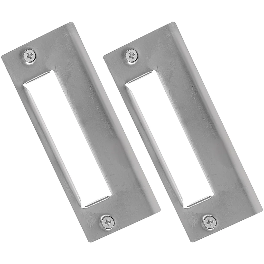 

2 Pcs Door Lock Guide Sheet Gate Knob Plate Piece Stainless Steel Repair Kit Hinges