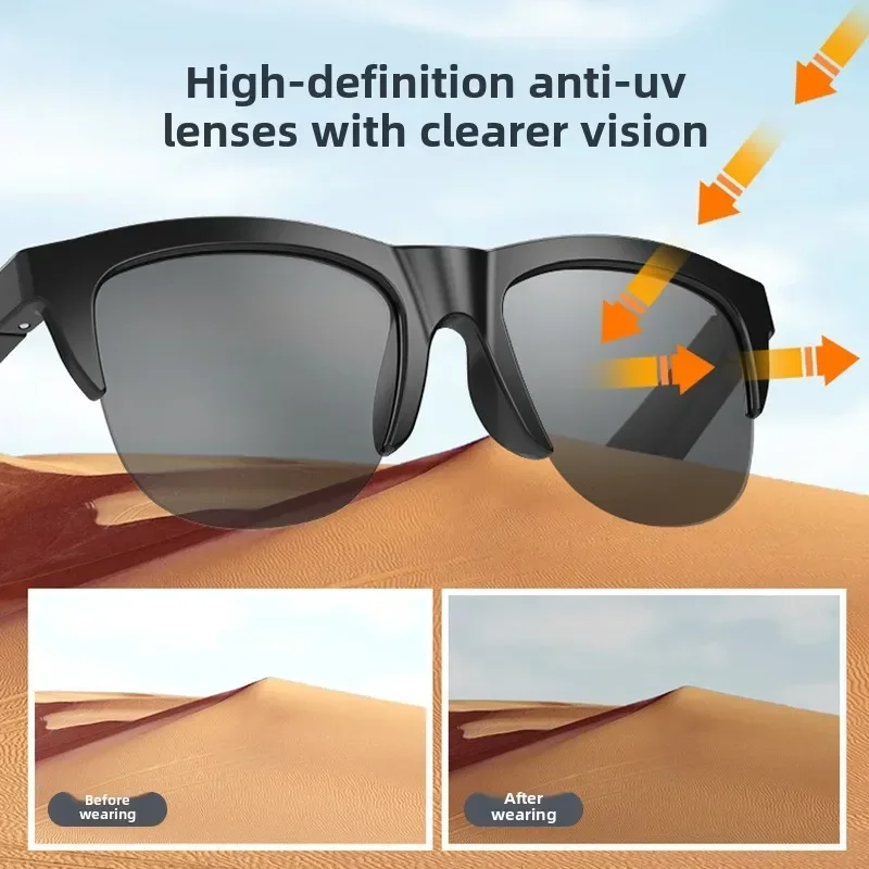 F06 Bone Conduction Sunglasses Bluetooth Headset Fashion TWS Bluetooth 5.3 Borderless Sunglasses Smart Glasses AR
