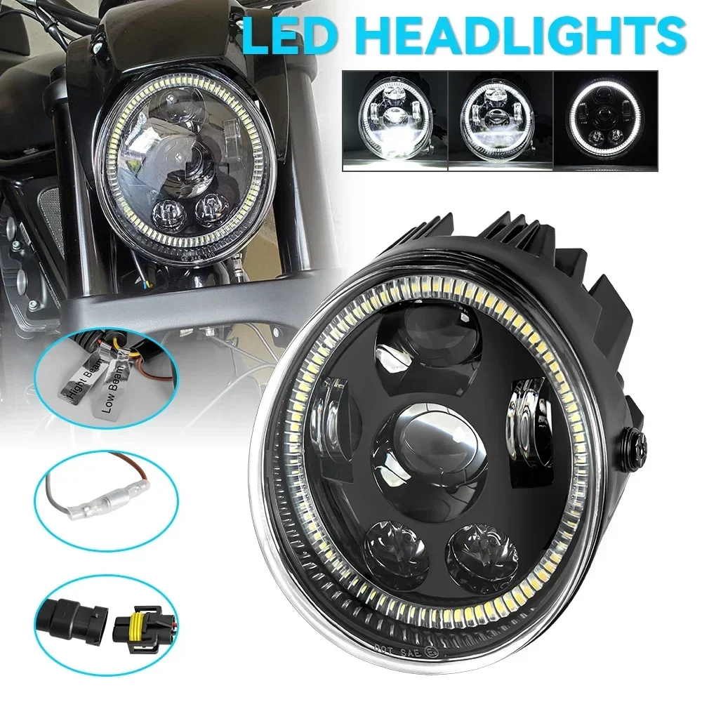 For V Rod VRSCF VRSC VRSCR 2002-2017 60W Vrod LED Front Headlight HI/Low Beam Motorcycle Headlamp