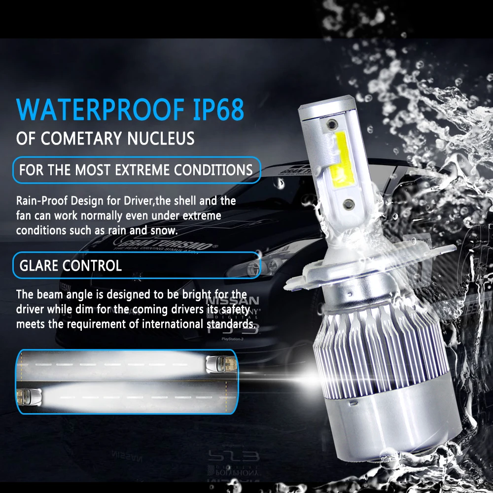 10Pairs Mini H4 H7 LED Car Headlight Bulb 12000LM 6000K H1 H3 H11 H13 9012 9005 HB3 9006 HB4 9007 Running Auto Fog Head Lamp