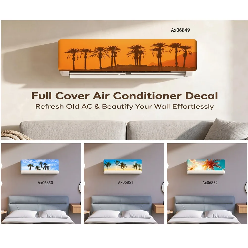Palm Tree Air Conditioner Cover Self-adhesive Sticker for Art Poster Waterproof Furniture Refurbished Mural Wall Stickers