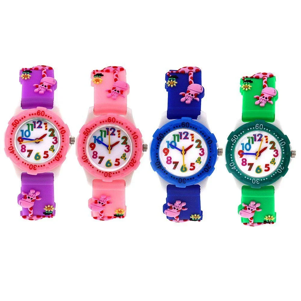Kids Cartoon Wrist Watch Silicone Strap Colorful Mini Giraffe Design Wristwatch