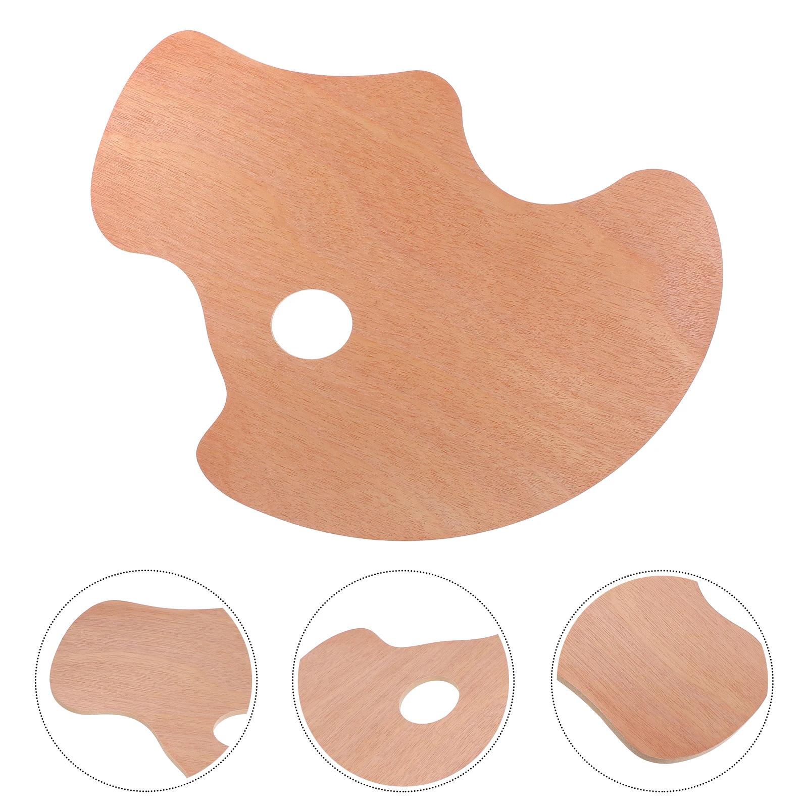 

Ergonomic Wooden Paint Palette Thumb Hole Oil Acrylic Watercolor Hand Held Artist Mixing Colors Versatile Use Wood Paint Palette