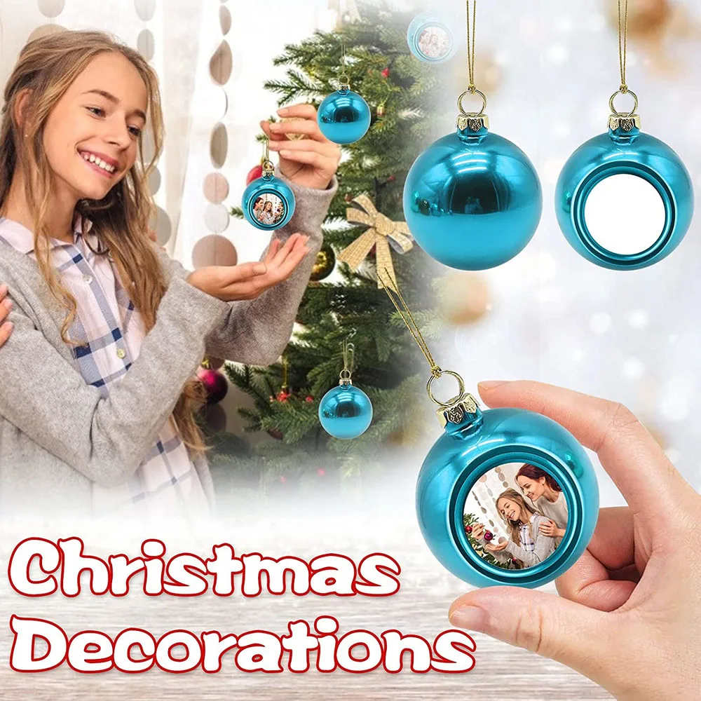 6cm/8cm Sublimation Christmas Ball 6pcs Personalized Blank Consumables Supplies Thermal Transfer Printing DIY Christmas Decora