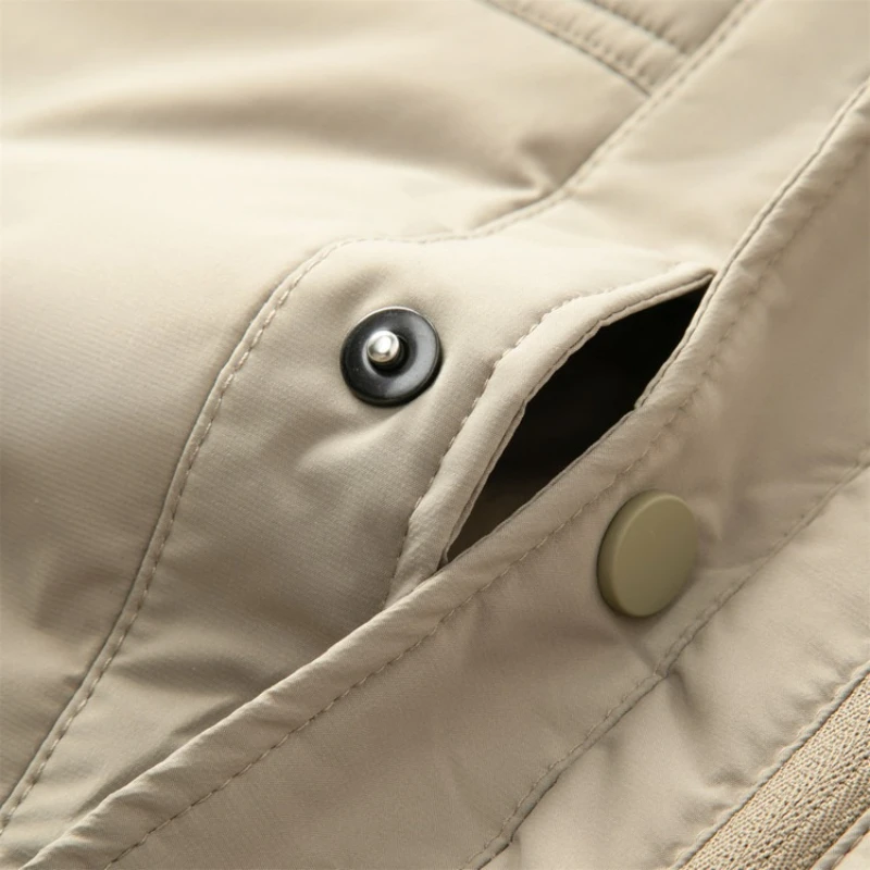 Men's 100% Wool-Filled Turn-Down Collar Cotton Jacket - Light Khaki (Black/Navy) M-3XL | Autumn Winter New Thickened Warm​