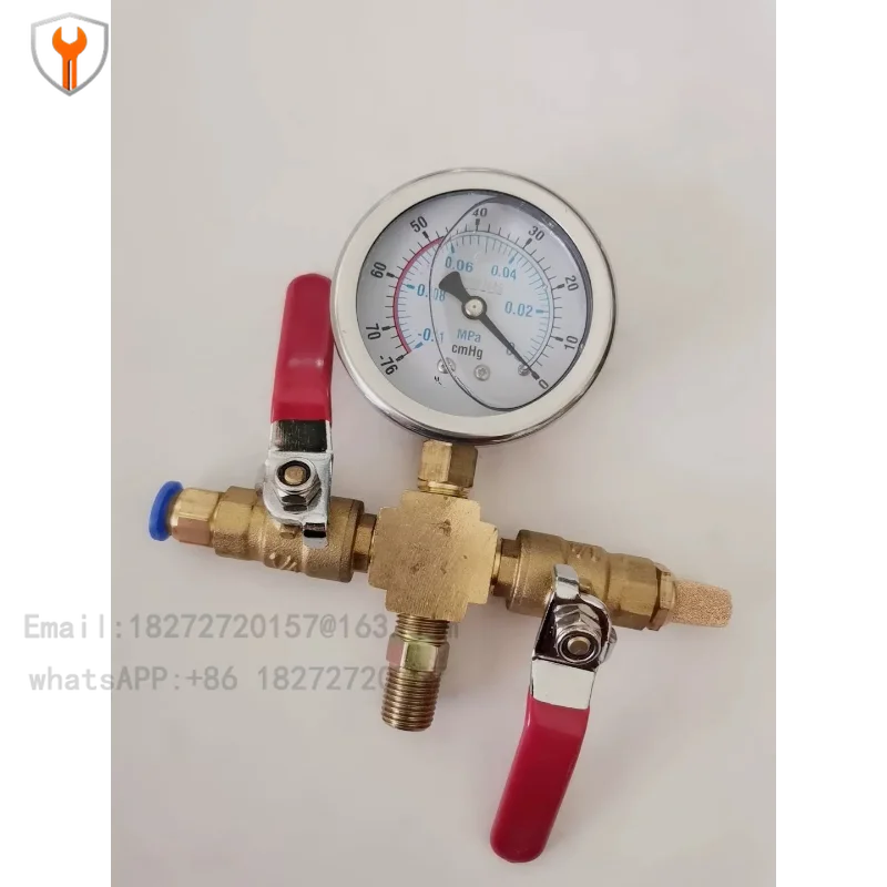 Vacuum Defoaming Tank Pressure Gauge Silicone Oil Gauge Set with Valve -0.1Mpa Negative Pressure Gauge 8MM/10MM/7/16-20