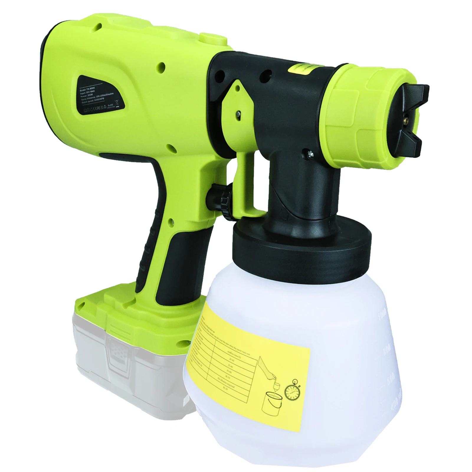Imagem -03 - Pistola Elétrica sem Fio para Ryobi Bateria 18v Móveis Auto Revestimento Airbrush Pulverizador de Tinta Portátil 1000ml