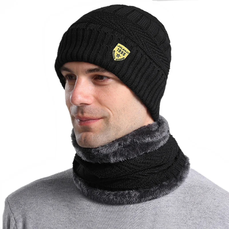 

New Skullies Beanies Men Scarf Knitted Hat Cap Male Plus Gorras Bonnet Warm Wool Fur Thick Winter Hats For Men Women Beanie Hat