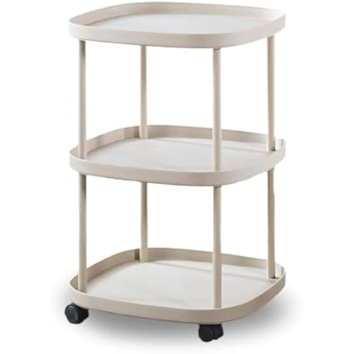 

Side Table with Wheels, 3 Tier End Table Living Room Plastic Mobile Sofa Accent Table- Easy Assembly, Small Night Stand Bedside