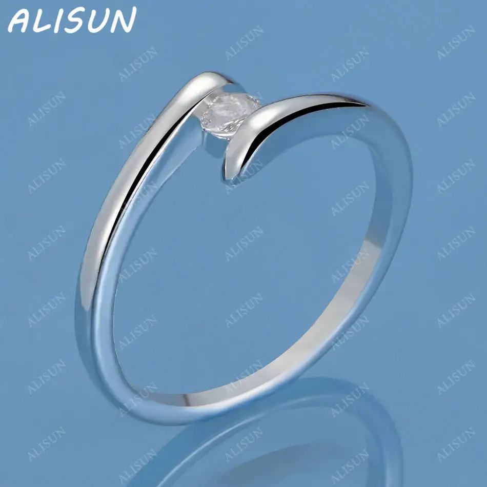 

ALISUN 925 Sterling Silver Zirconia Simple Wedding Ring For Women Men Grace Jewelry Trend Fashionable Birthday Party Gifts