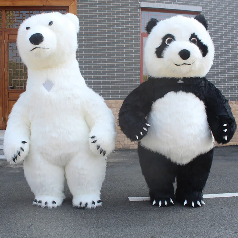 Custom Event Cartoon Walking Giant Plush Inflatable Mascot Costume Panda Polar Bear Advertising Inflatables