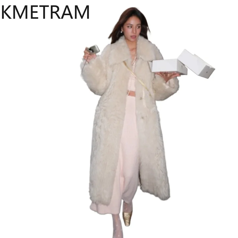 سترة فرو مزدوجة الوجه من صوف توسكانا الطبيعي لعام 100% معطف نسائي فاخر طويل من الفرو الحقيقي ملابس شتوية للنساء Fourrure 2025