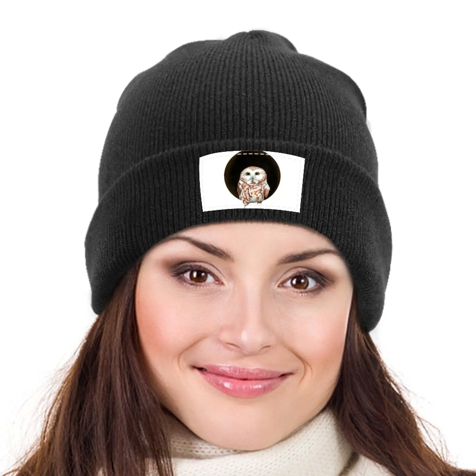 Northern Saw-whet Owl Gorro de punto Sombrero de caballero Sombreros negros para mujeres Hombres