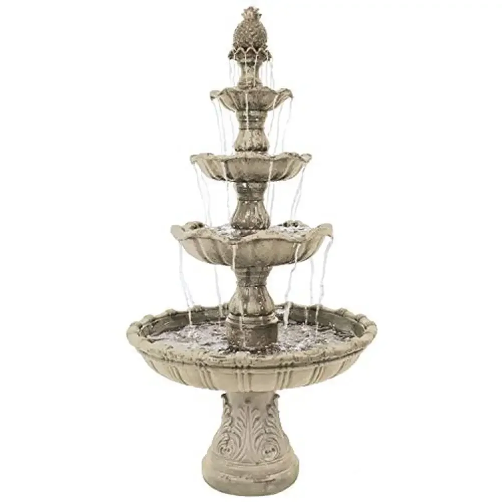 80-Inch 4-Tiered Outdoor Water Fountain with Electric Submersible Pump Elegant Grand Courtyard Décor Relaxing Water Sounds