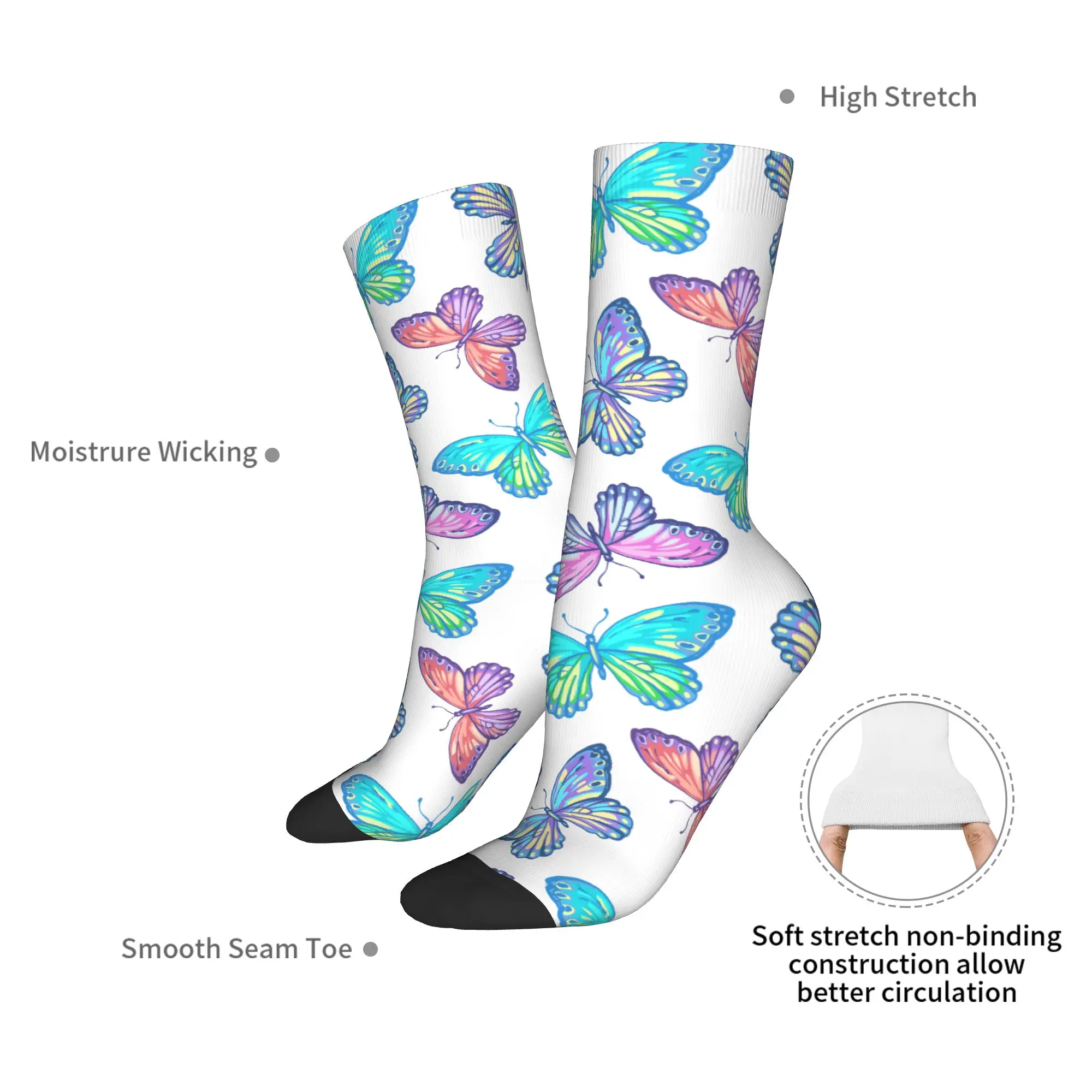 الملونة فراشة نمط الجوارب الرجال النساء البوليستر موضة الجوارب Harajuku الربيع الصيف الخريف الشتاء الأوسط جوارب أنبوبية الهدايا #5