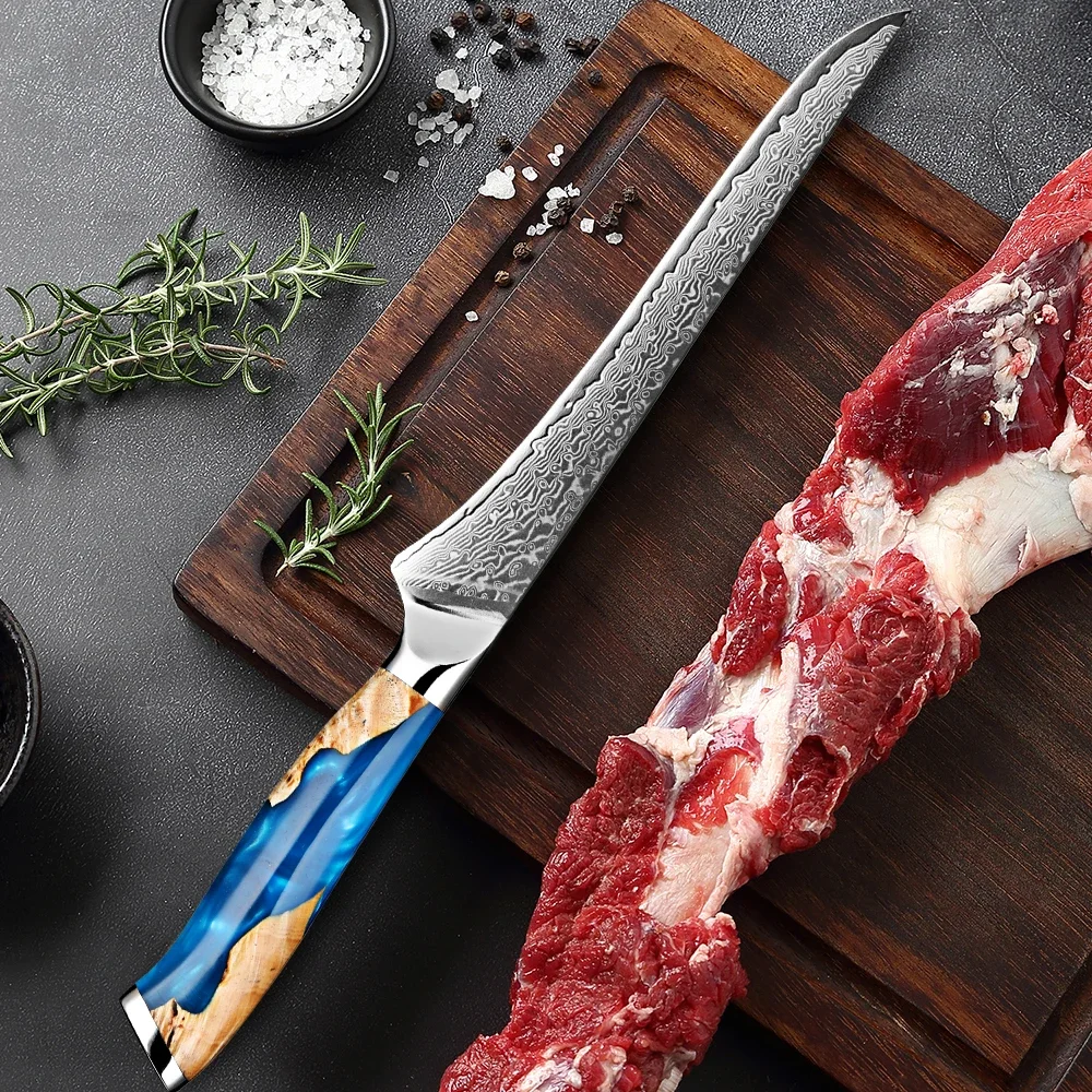 6-Inch Boning Knife Professional Damascus VG10 Steel 67Layer Boning Knife Grade Boning Fillet Knife Resin Stable Wooden Handle