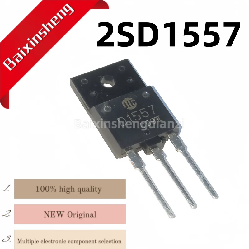 

10 pieces, 2SD1557, D1557, TO-3PF, 2SD1557 is a Si NPN transistor used for audio amplification and switching
