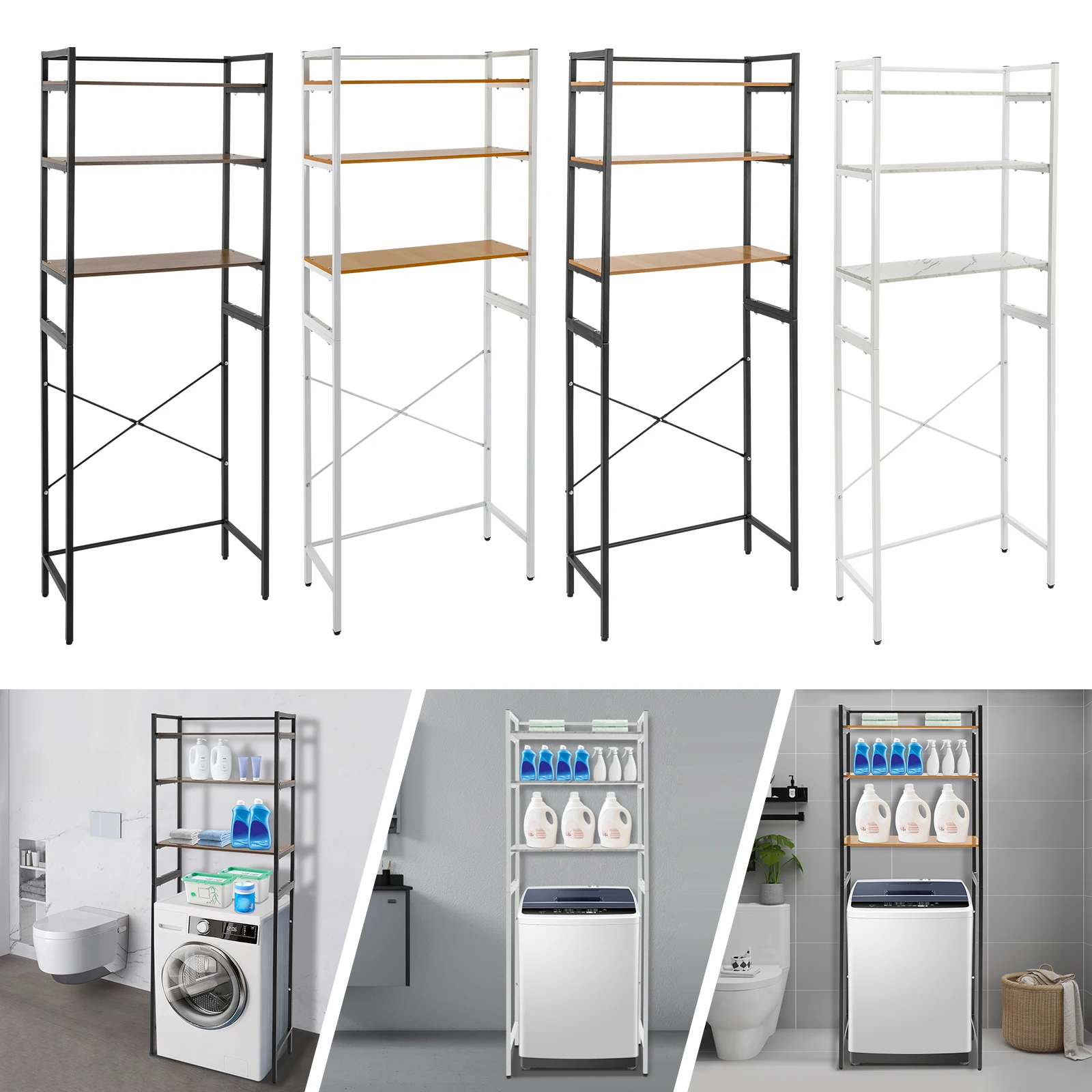 

Bathroom Storage Shelf, Freestanding Storage Rack, Rack for Washing Machine Suitable for Use In Kitchens, Bathrooms, Garages