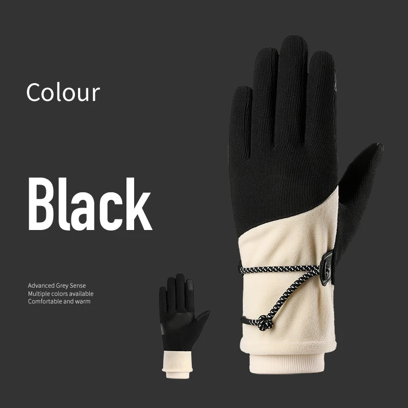 Winter Women Cycling Gloves Windproof Touchscreen Thermal Bike Gloves Anti-Slip Warm Outdoor Sports Gloves with Adjustable Strap