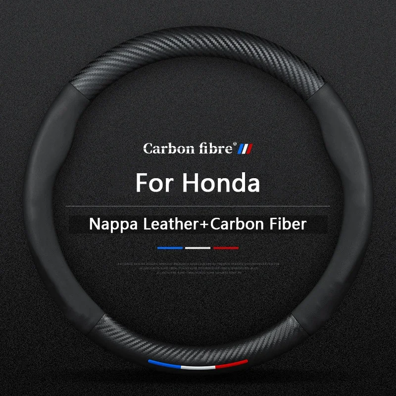 Suitable For Honda Fit Civic Accord Jazz Stream CRV HRV URV Vezel Steering Wheel Cover Leather Carbon Fiber Car Sreering Cover