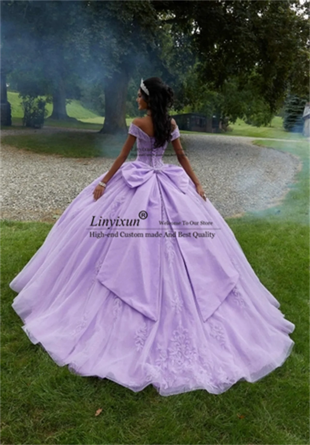 Vestido De quinceañera púrpura mexicana, vestido De baile, apliques De encaje, cuentas, dulce 16, Princesa, hombros descubiertos, 15 Años