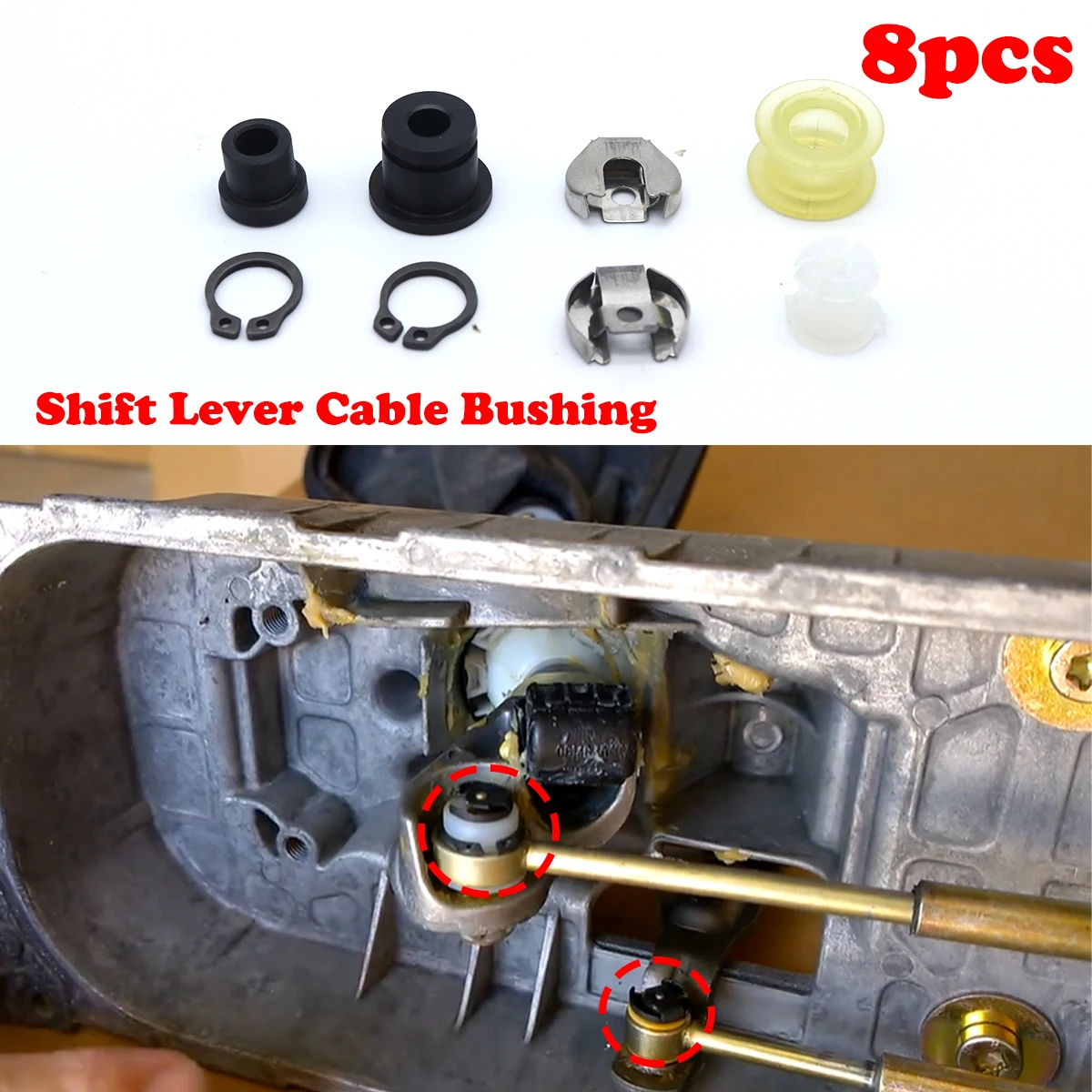 

8pcs Manual Transmission Gear shift Cable Bushing Shifter Selector Linkage End Rod Kit Replacement for Audi A3 S3 Golf Beetle