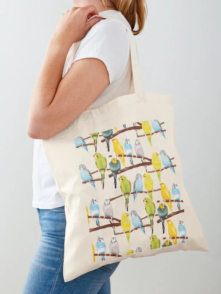 Budgie pattern watercolour Tote Bag Customizable tote bag Portable shopping bag Shopper reusable shopping bags