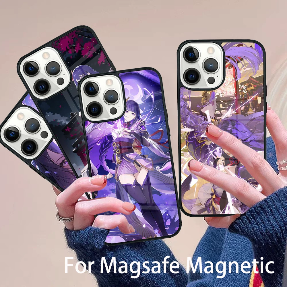 

Genshin Raiden Shogun Sexy Phone Case Magesafe Magnetic Wireless Charge Cover For IPhone 16 11 12 13 14 15 Pro Max Plus Mini
