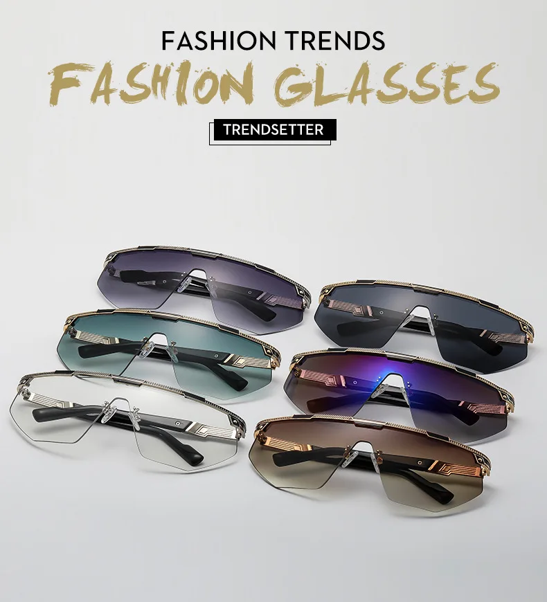 2026 New Punk Semi-Rimless One Piece Shield Sunglasses Unisex Y2K UV400 Mirror Shades Street Travel Sports Sun Glasses